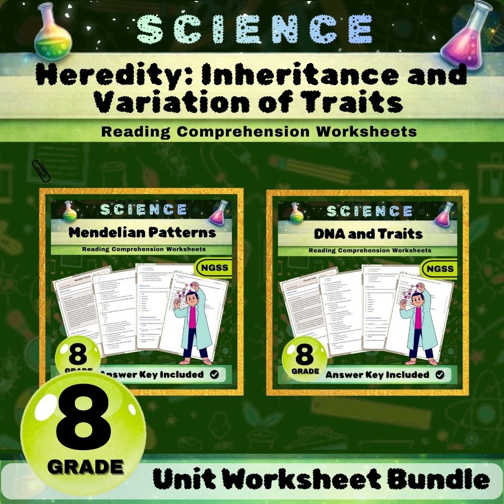 Grade 8 Science | Heredity Unit Bundle – Inheritance & Trait Variation NGSS — bundle cover