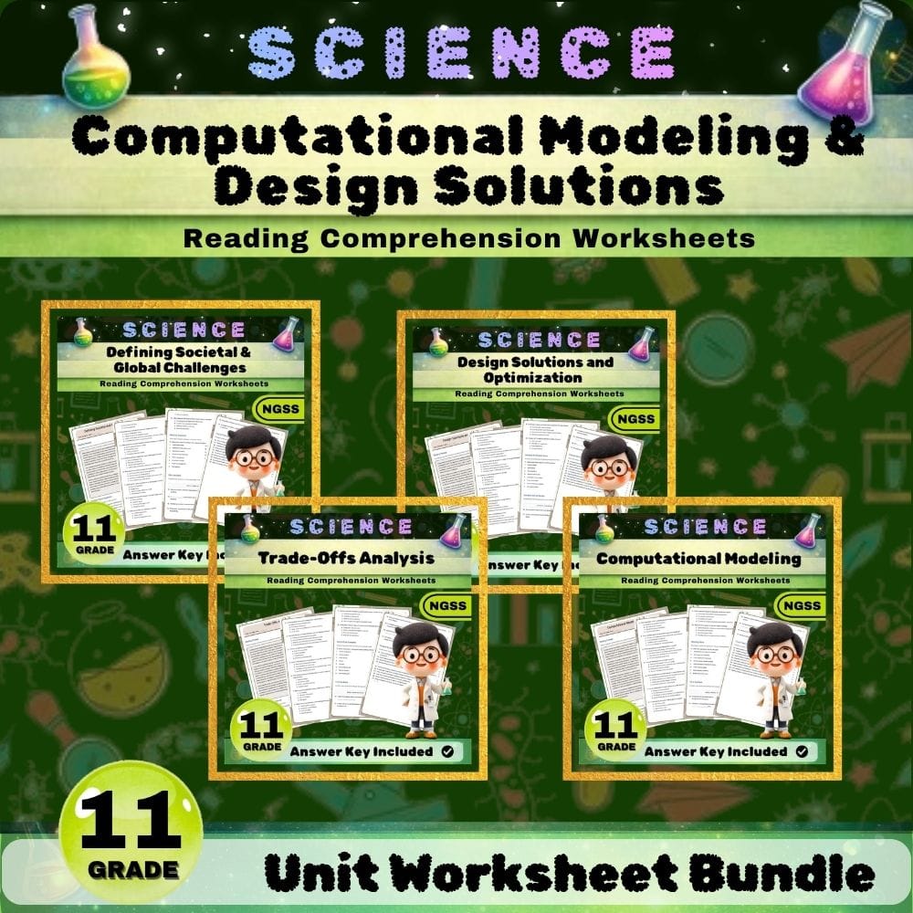 Grade 11 Computational Modeling & Design Solutions Science Lesson Bundle NGSS — bundle cover