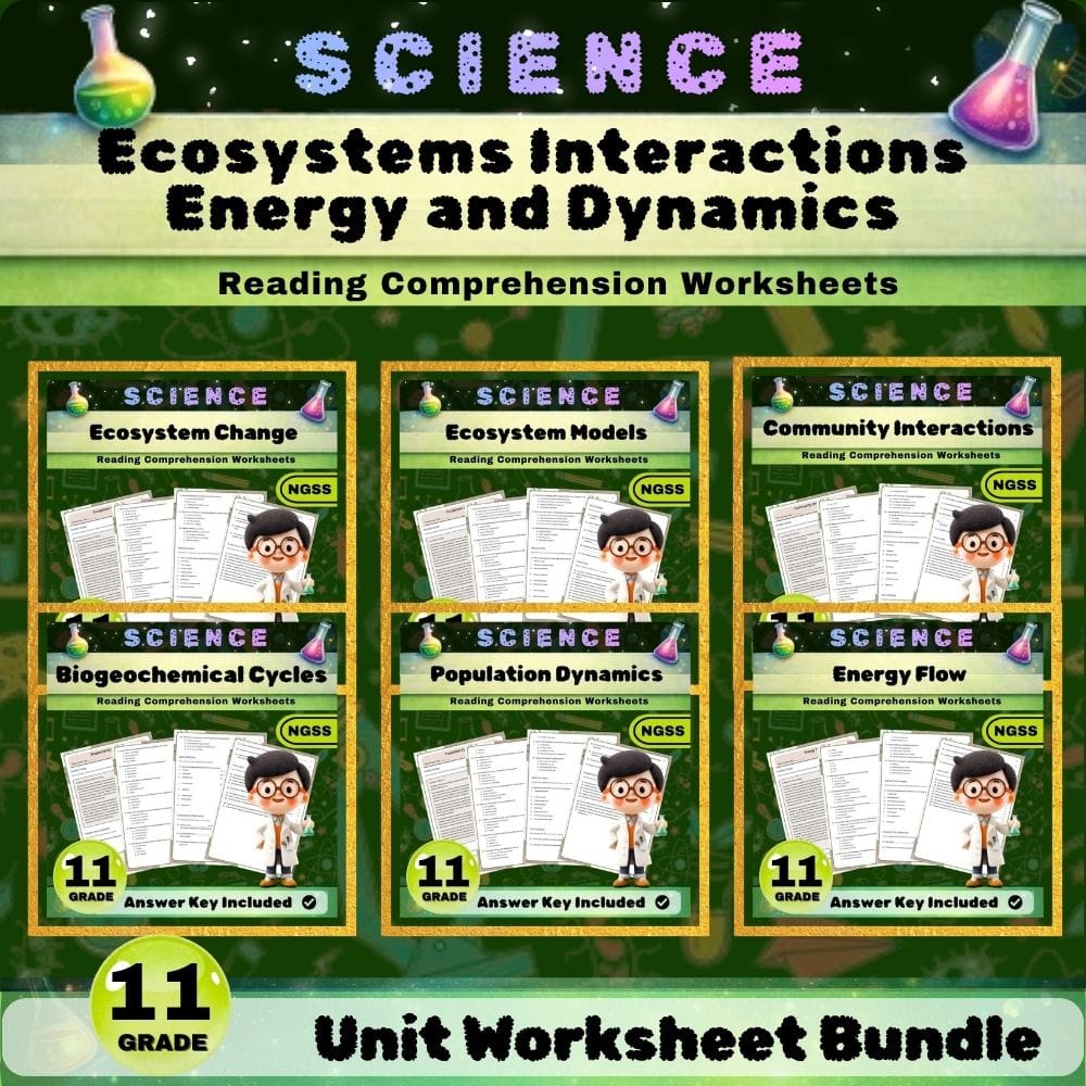 Grade 11 Ecosystem Dynamics and Energy Flow Science Lesson Bundle | NGSS — bundle cover