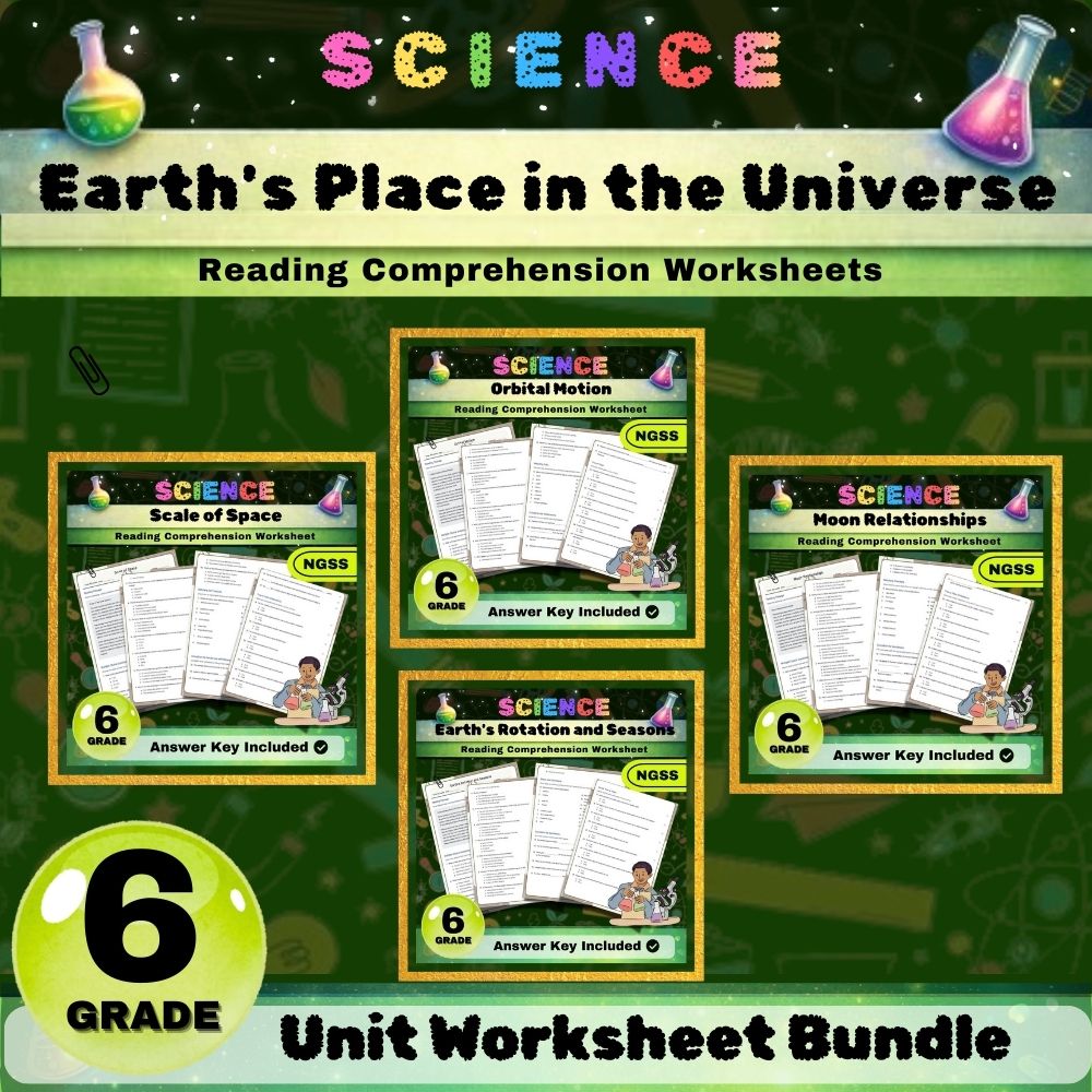 Grade 6 Science | Earth's Rotation, Seasons & Orbital Motion Worksheet Bundle — bundle cover