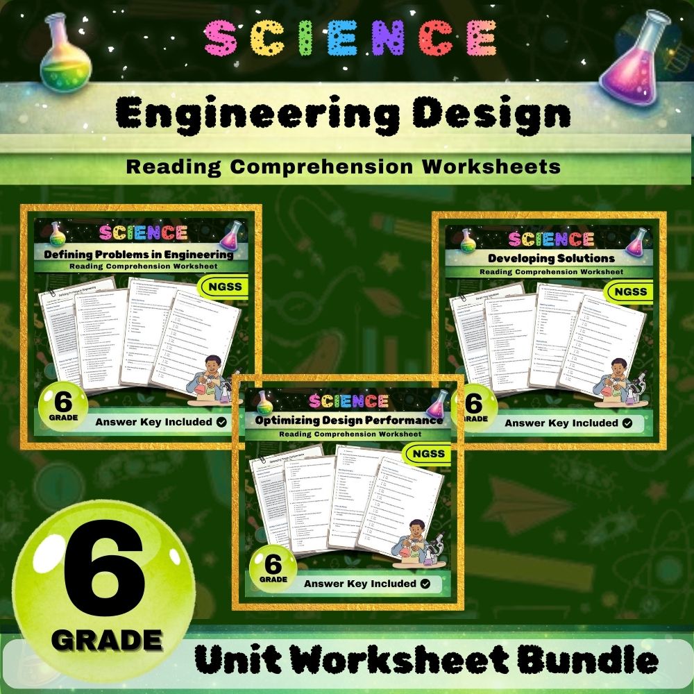 Grade 6 Science Engineering Design Unit | NGSS Worksheets Pack — bundle cover