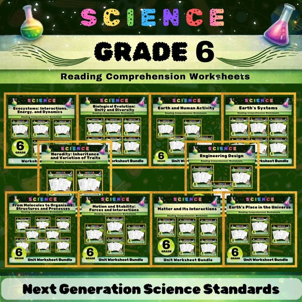 Grade 6 Science Worksheets Bundle | NGSS-Aligned — bundle cover