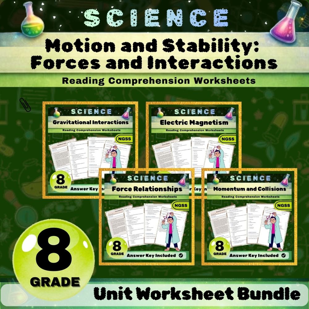 Grade 8 Science NGSS Unit | Motion & Stability: Forces and Interactions Bundle — bundle cover