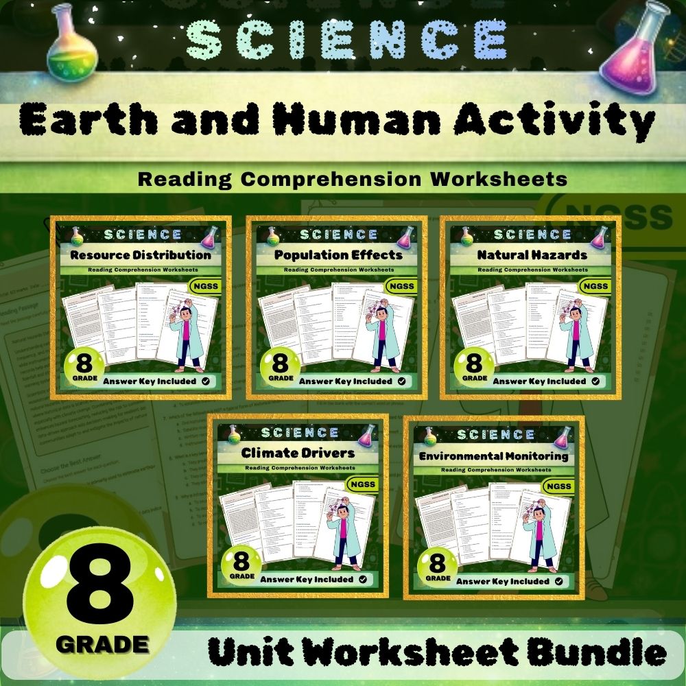Grade 8 Science | Earth and Human Activity NGSS Unit Bundle — bundle cover