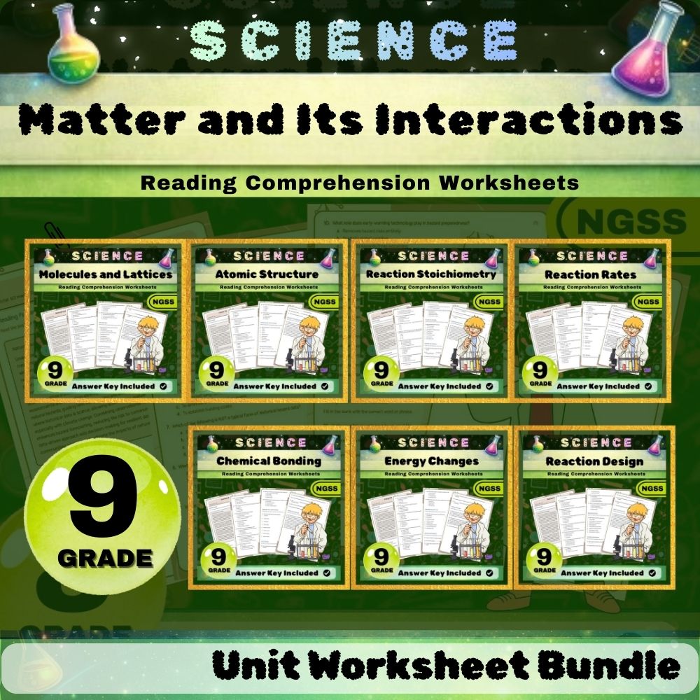 Grade 9 Science | Matter and Its Interactions NGSS Unit Bundle – Worksheets — bundle cover