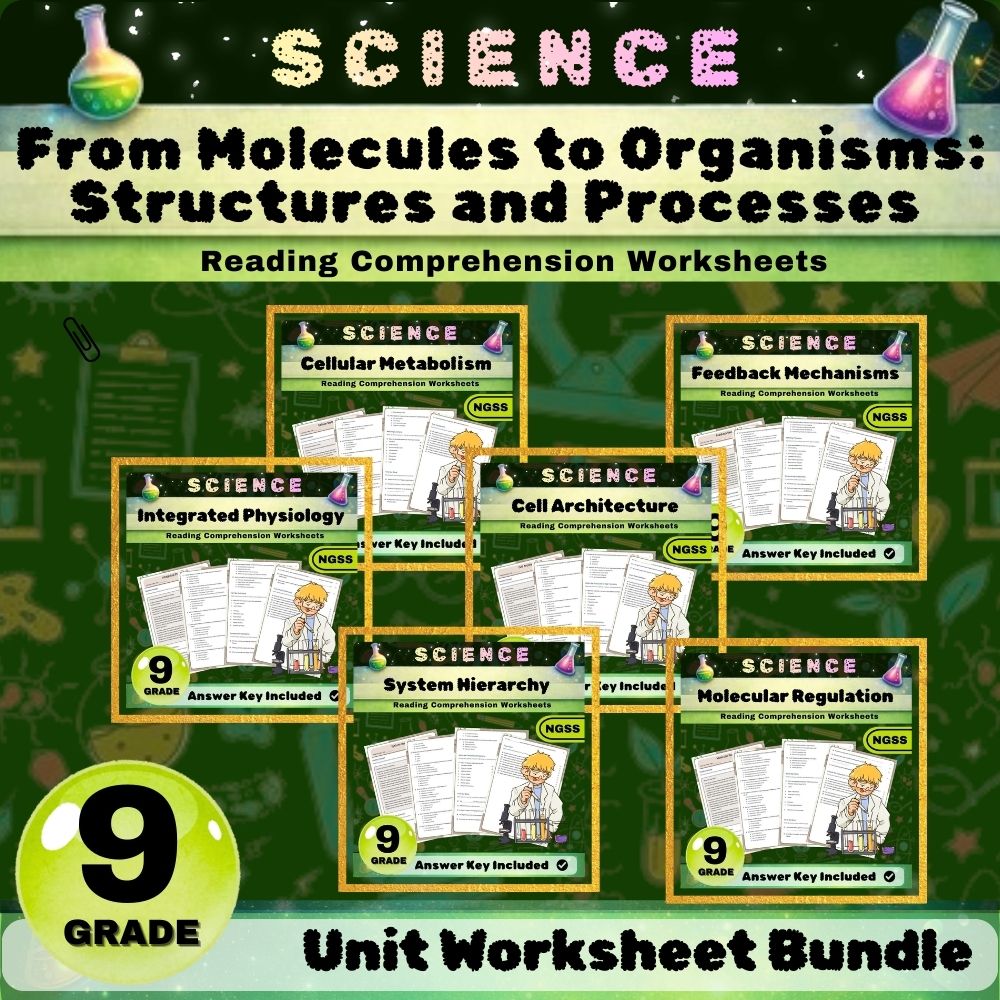 Grade 9 Science NGSS| From Molecules to Organisms: Structures & Processes Bundle — bundle cover