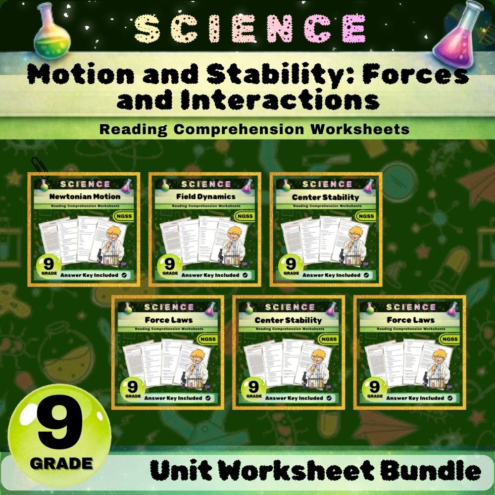 Grade 9 Science | Motion and Stability Forces & Interactions NGSS Unit Bundle  — bundle cover