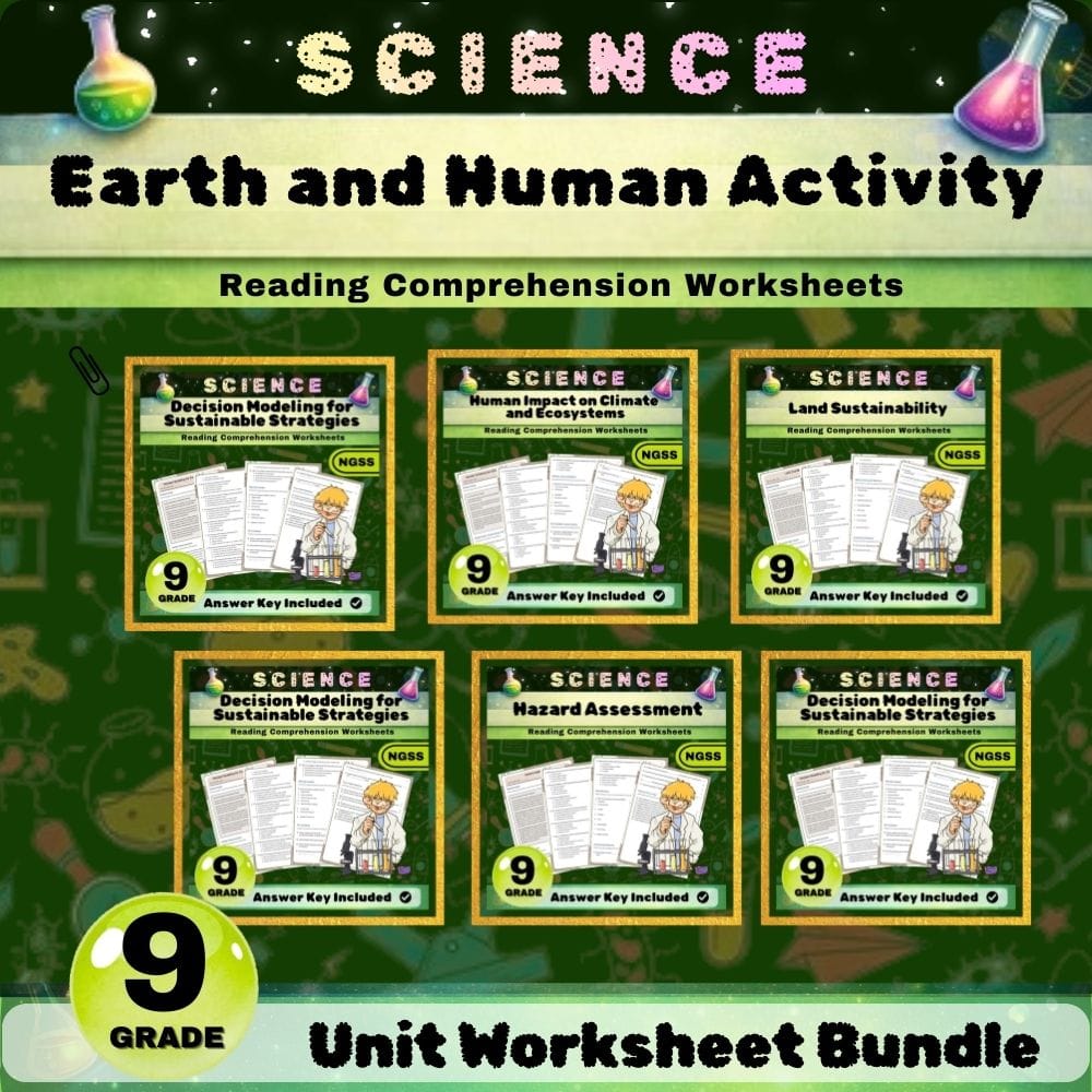 Grade 9 Science NGSS Lesson Bundle | Earth and Human Activity Unit — bundle cover
