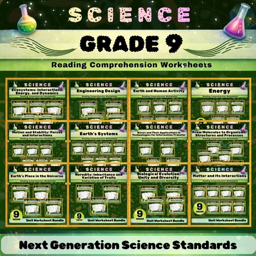 Grade 9 Science Bundle | NGSS Standards Worksheets for Comprehensive Instruction — bundle cover