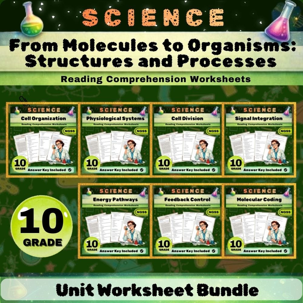 Grade 10 Science From Molecules to Organisms Lesson Bundle | NGSS — bundle cover