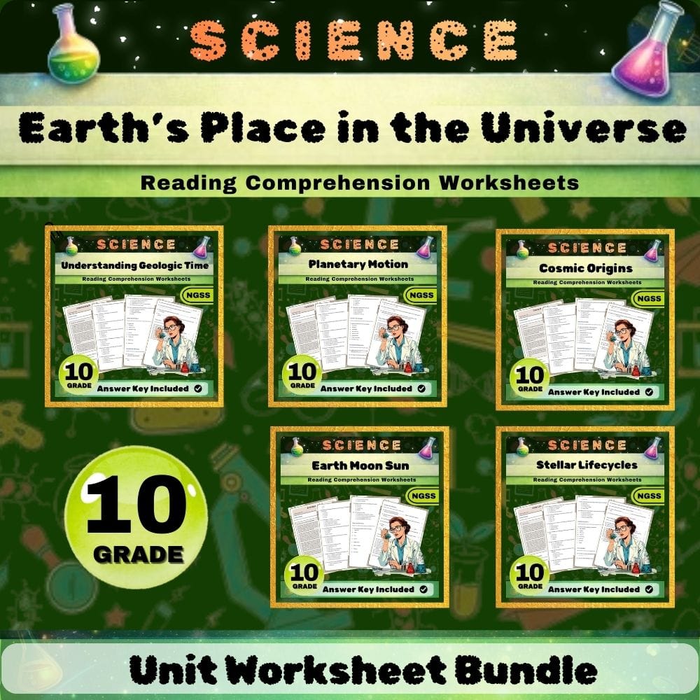 Grade 10 Science Earth’s Place in the Universe NGSS Lesson Bundle | Framework — bundle cover