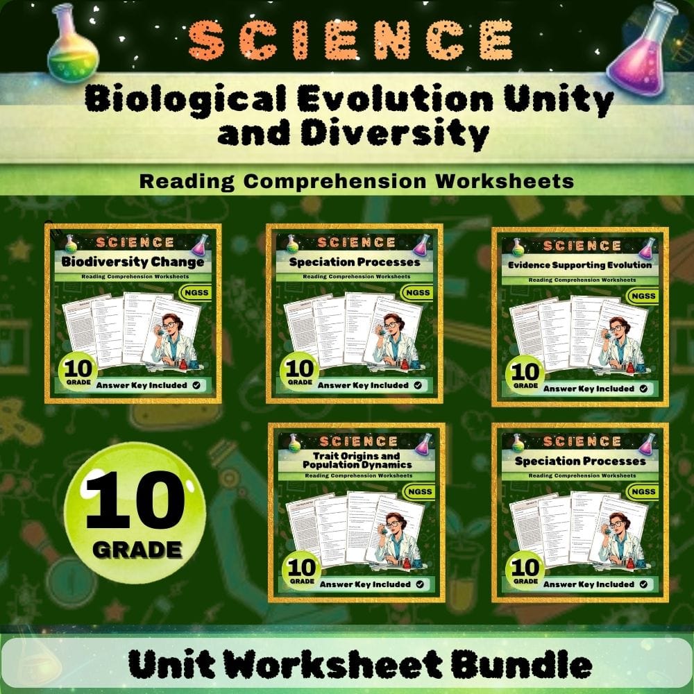 Grade 10 Science | Biological Evolution Unity and Diversity Lesson Bundle | NGSS — bundle cover