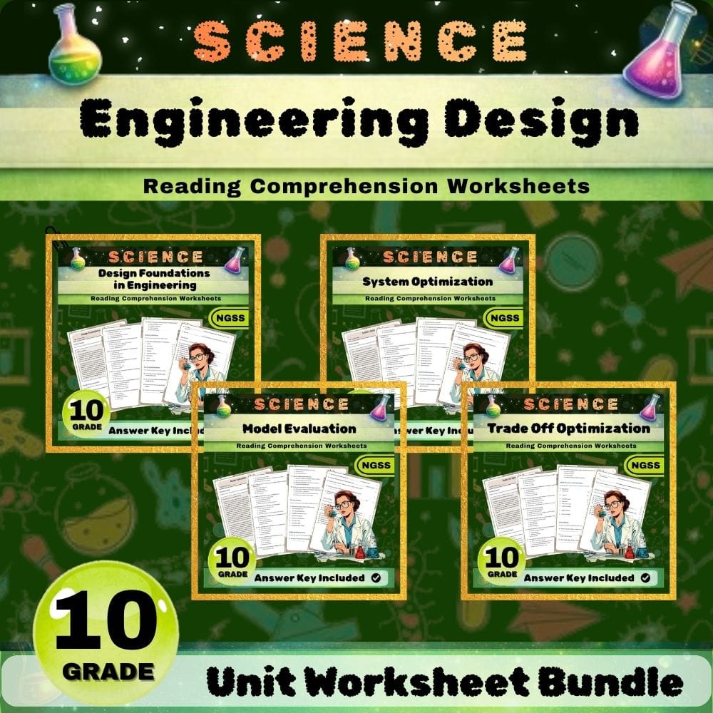 Grade 10 Science Engineering Design Worksheets NGSS Lesson Bundle | STEM Skills — bundle cover