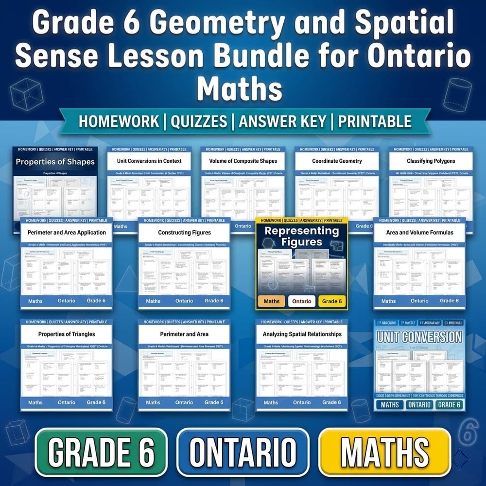 Grade 6 Geometry and Spatial Sense Lesson Bundle for Ontario Maths — bundle cover