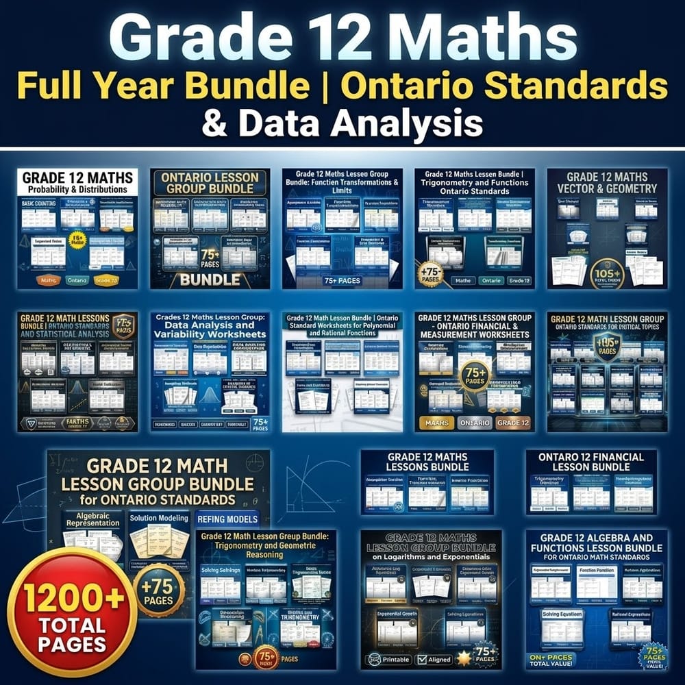 Grade 12 Math Ontario Full Year Curriculum Bundle | High School Mathematics — bundle cover