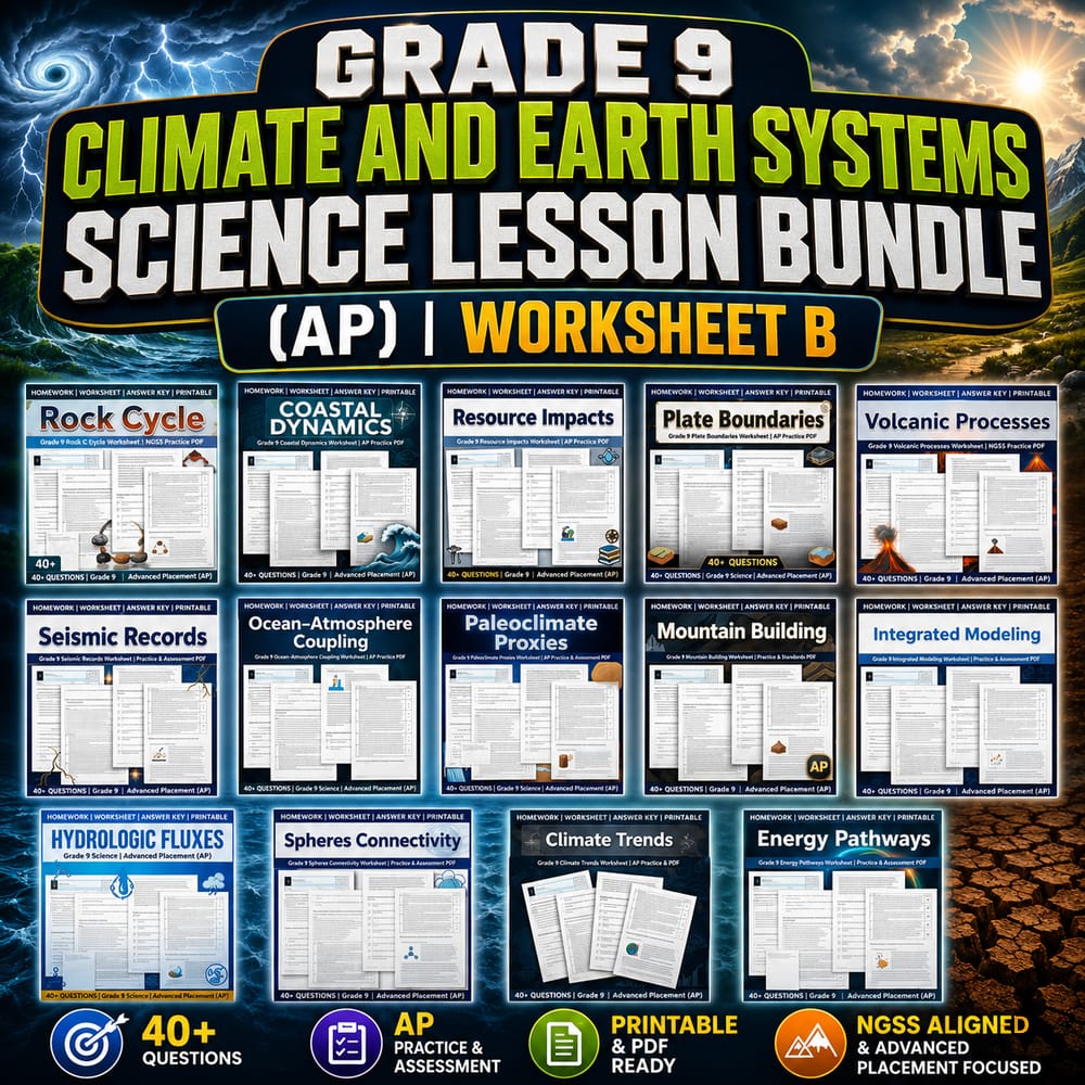 Grade 9 Earth and Space Sciences Science lesson bundle (AP framework) — bundle cover