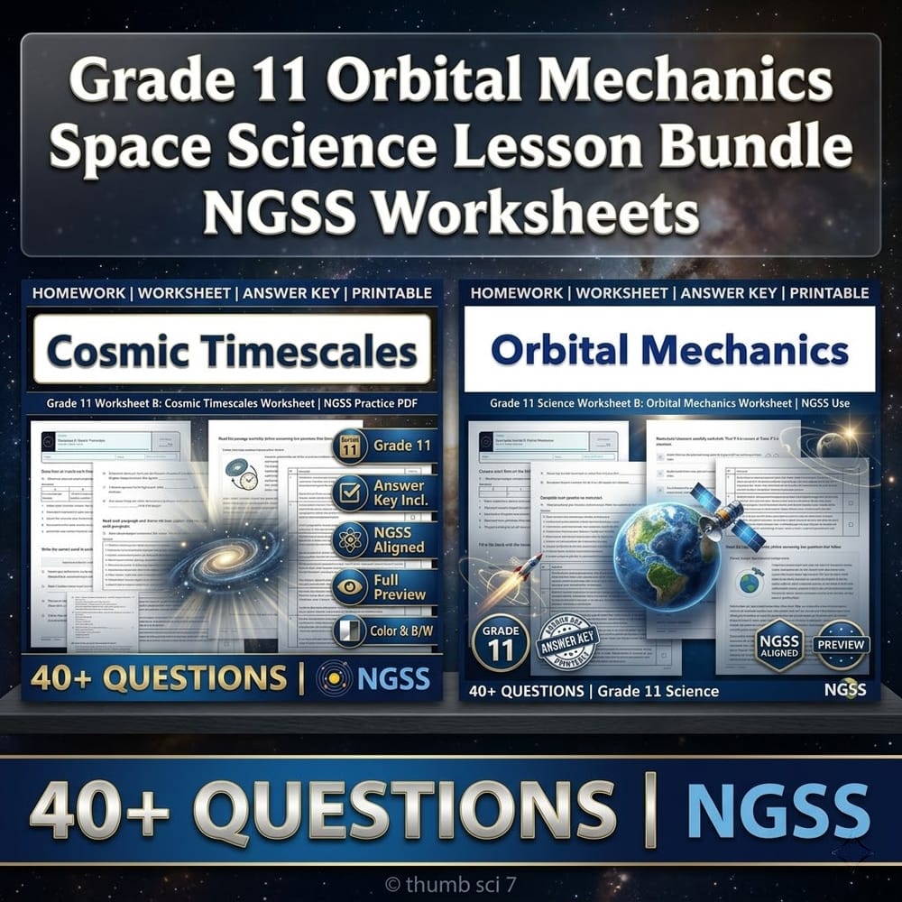 Grade 11 Orbital Mechanics Space Science Lesson Bundle NGSS Worksheets — bundle cover