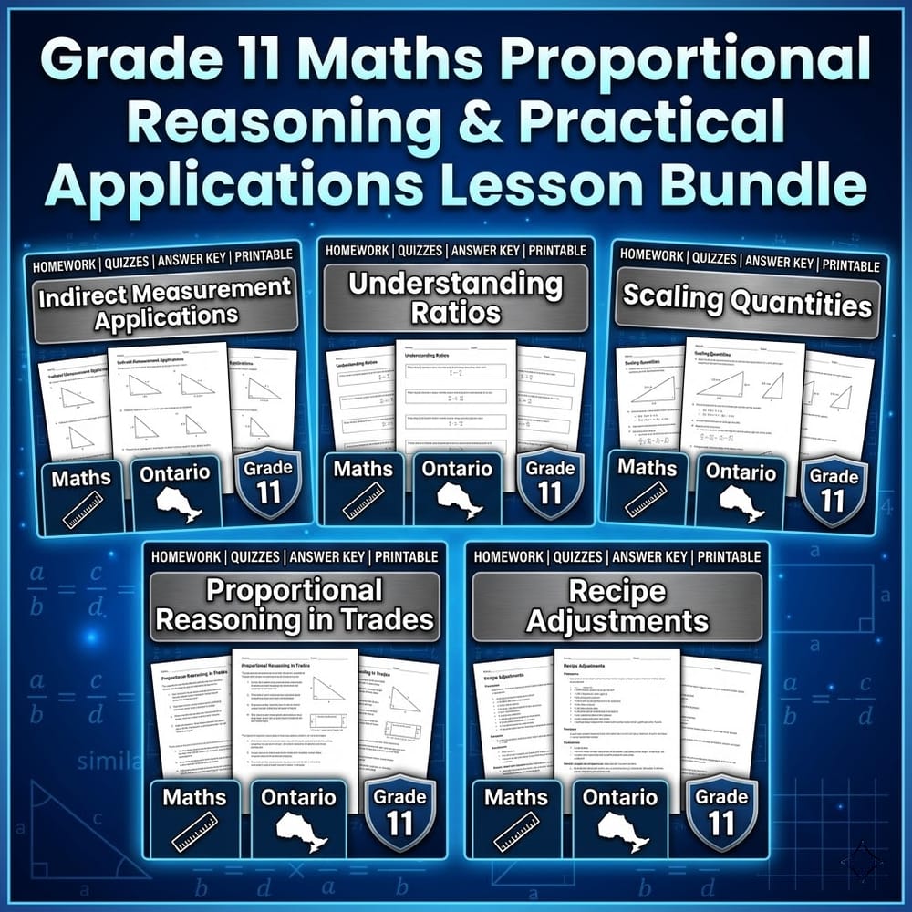 Grade 11 Maths Proportional Reasoning & Practical Applications Lesson Bundle — bundle cover