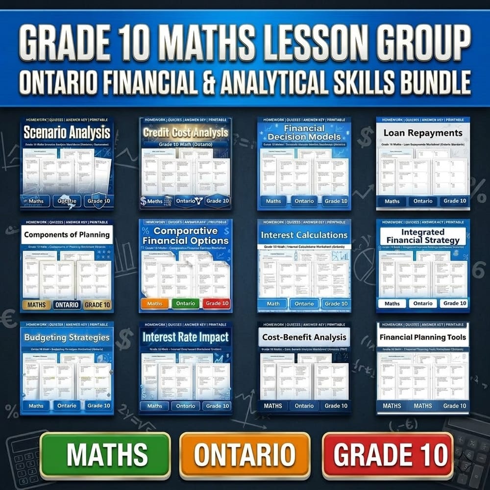 Grade 10 Maths Lesson Group | Ontario Financial & Analytical Skills Bundle — bundle cover