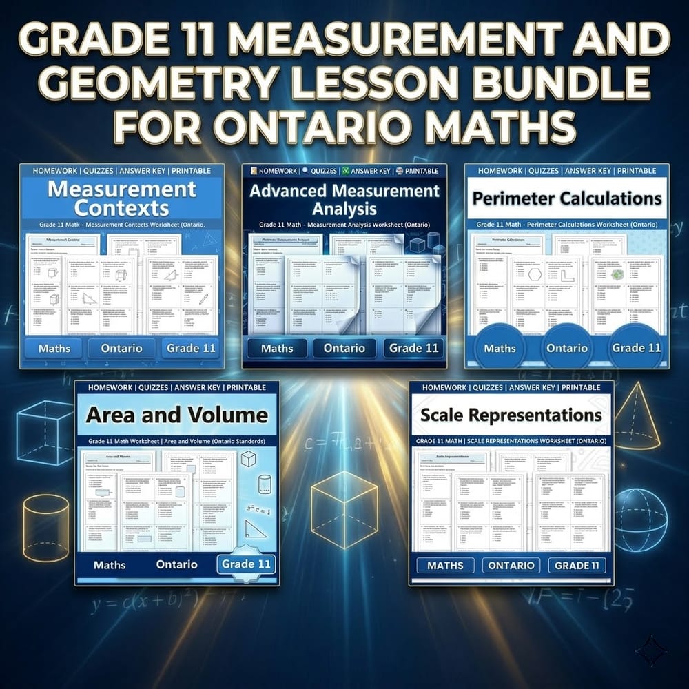 Grade 11 Measurement and Geometry Lesson Bundle for Ontario Maths — bundle cover