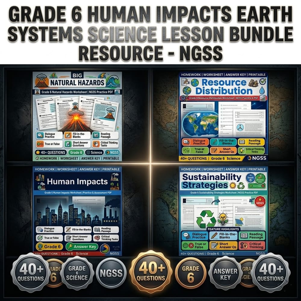 Grade 6 Human Impacts Earth Systems Science Lesson Bundle Resource – NGSS — bundle cover