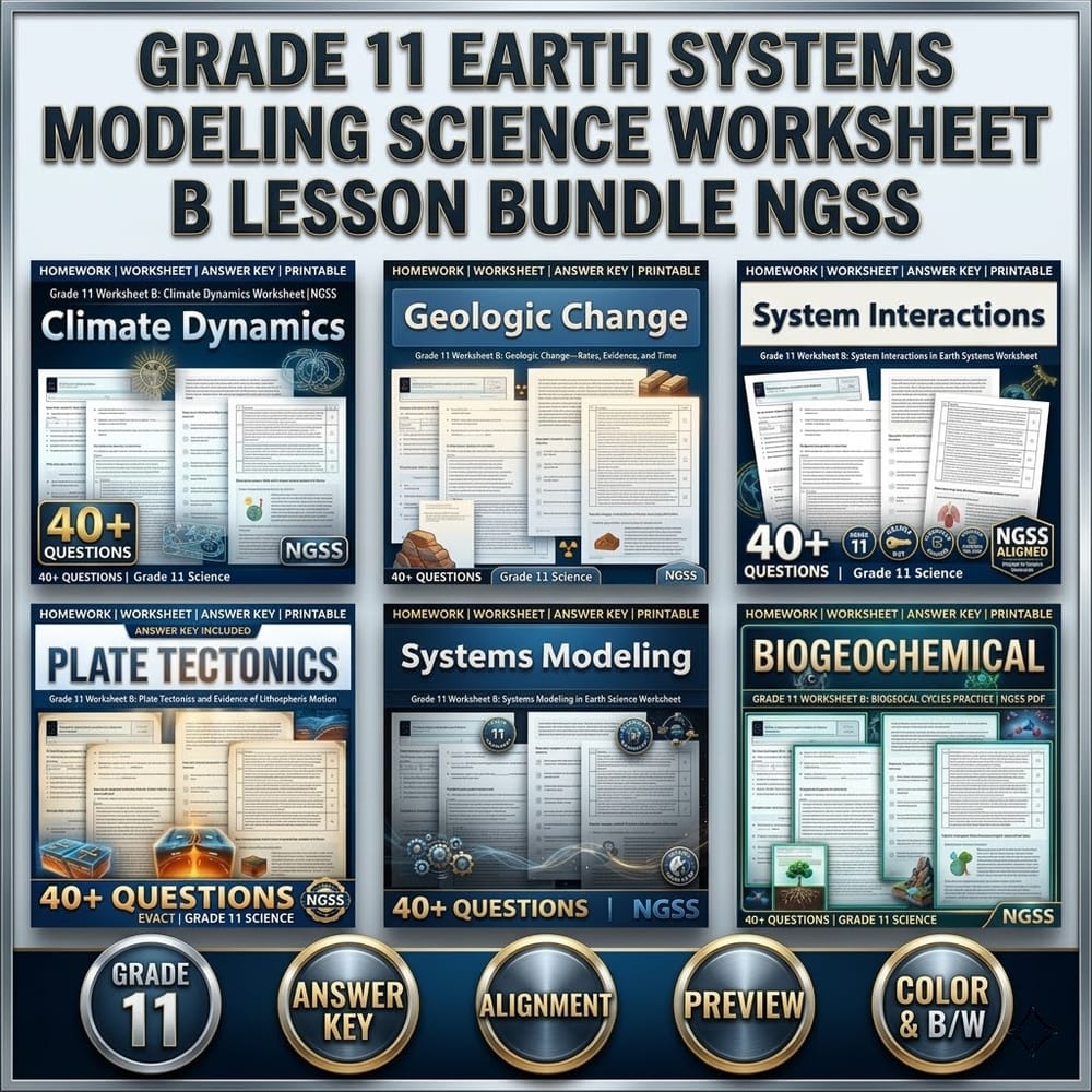 Grade 11 Earth Systems Modeling Science Worksheet B Lesson Bundle NGSS — bundle cover