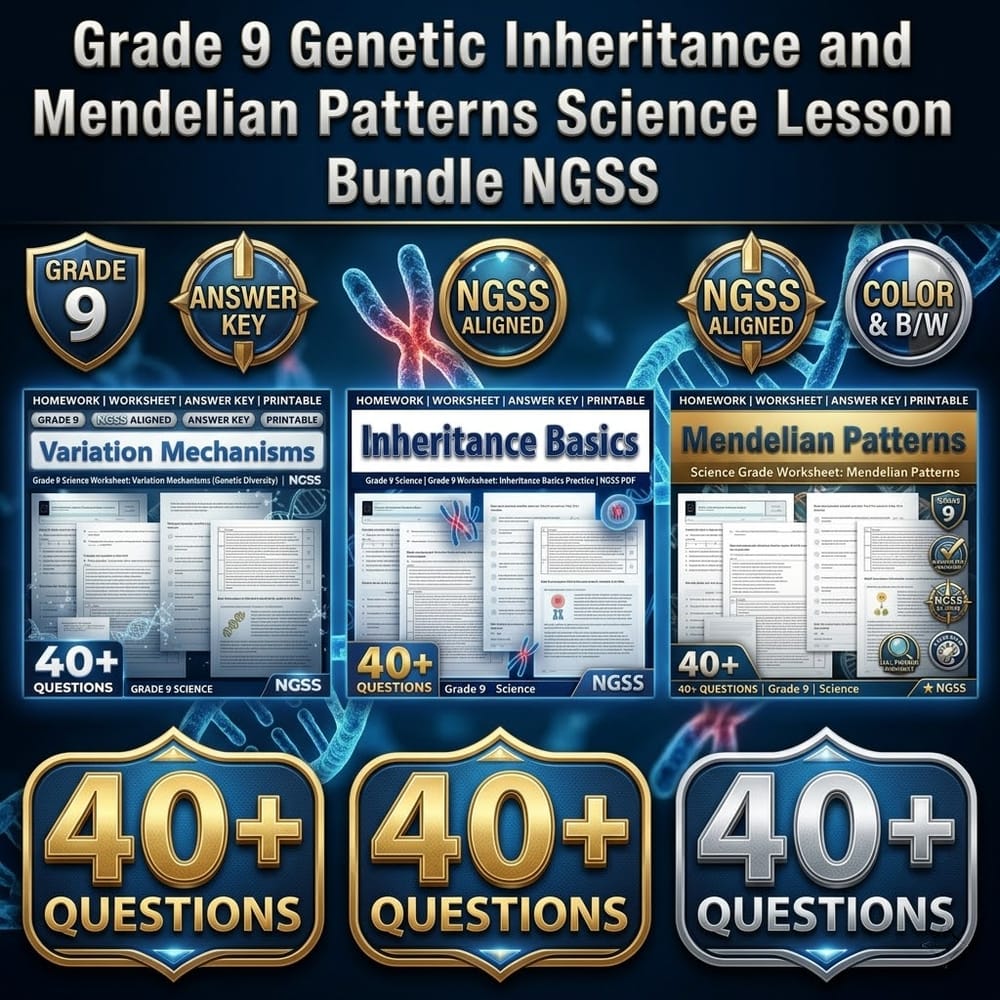 Grade 9 Heredity Inheritance & Variation of Traits Science Lesson Bundle NGSS — bundle cover