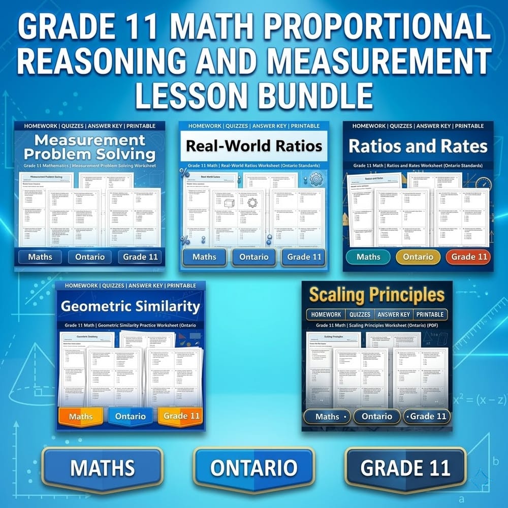 Grade 11 Math Proportional Reasoning and Measurement Lesson Bundle — bundle cover