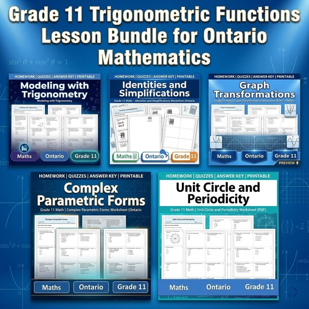 Grade 11 Trigonometric Functions Lesson Bundle for Ontario Mathematics — bundle cover