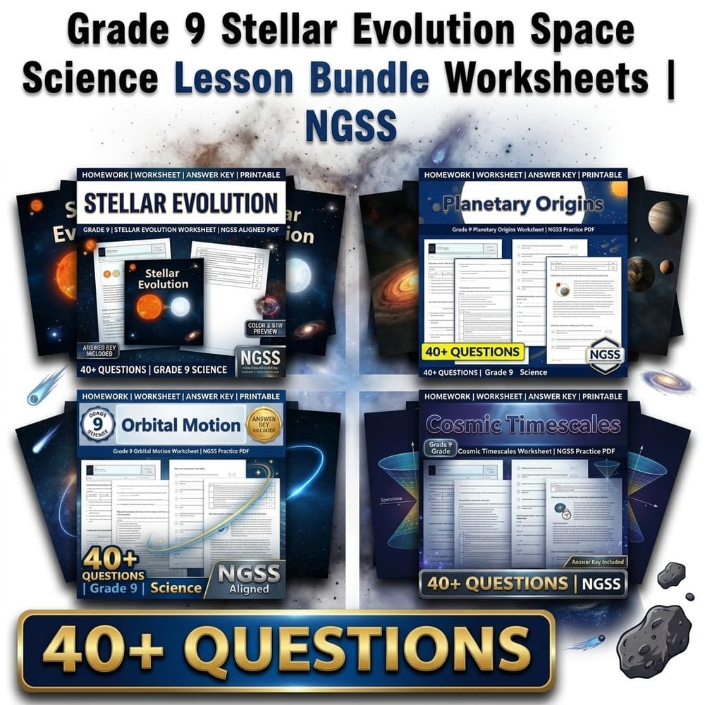 Grade 9 Stellar Evolution Space Science Lesson Bundle Worksheets | NGSS — bundle cover