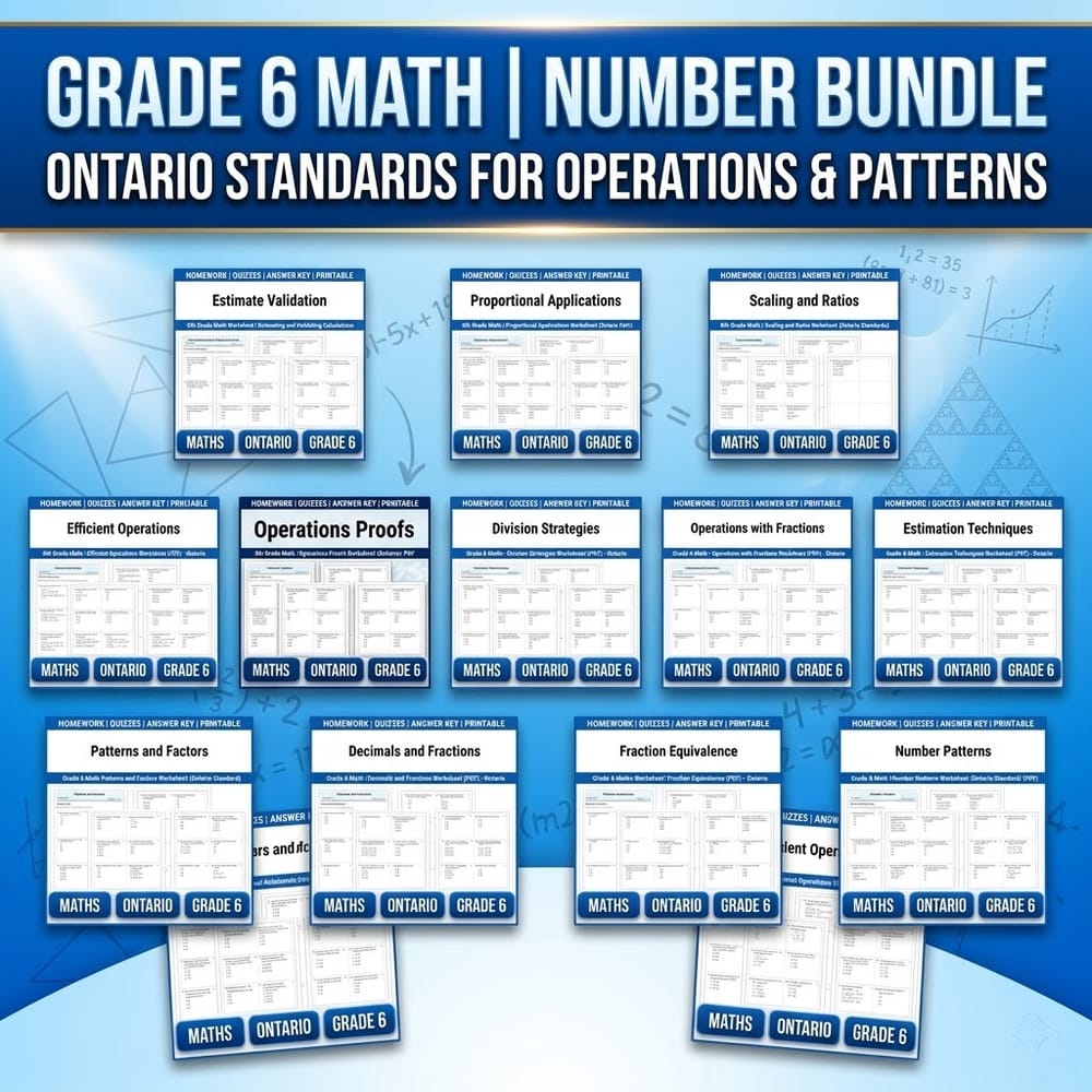 Grade 6 Math Number Bundle | Ontario Standards for Operations & Patterns — bundle cover