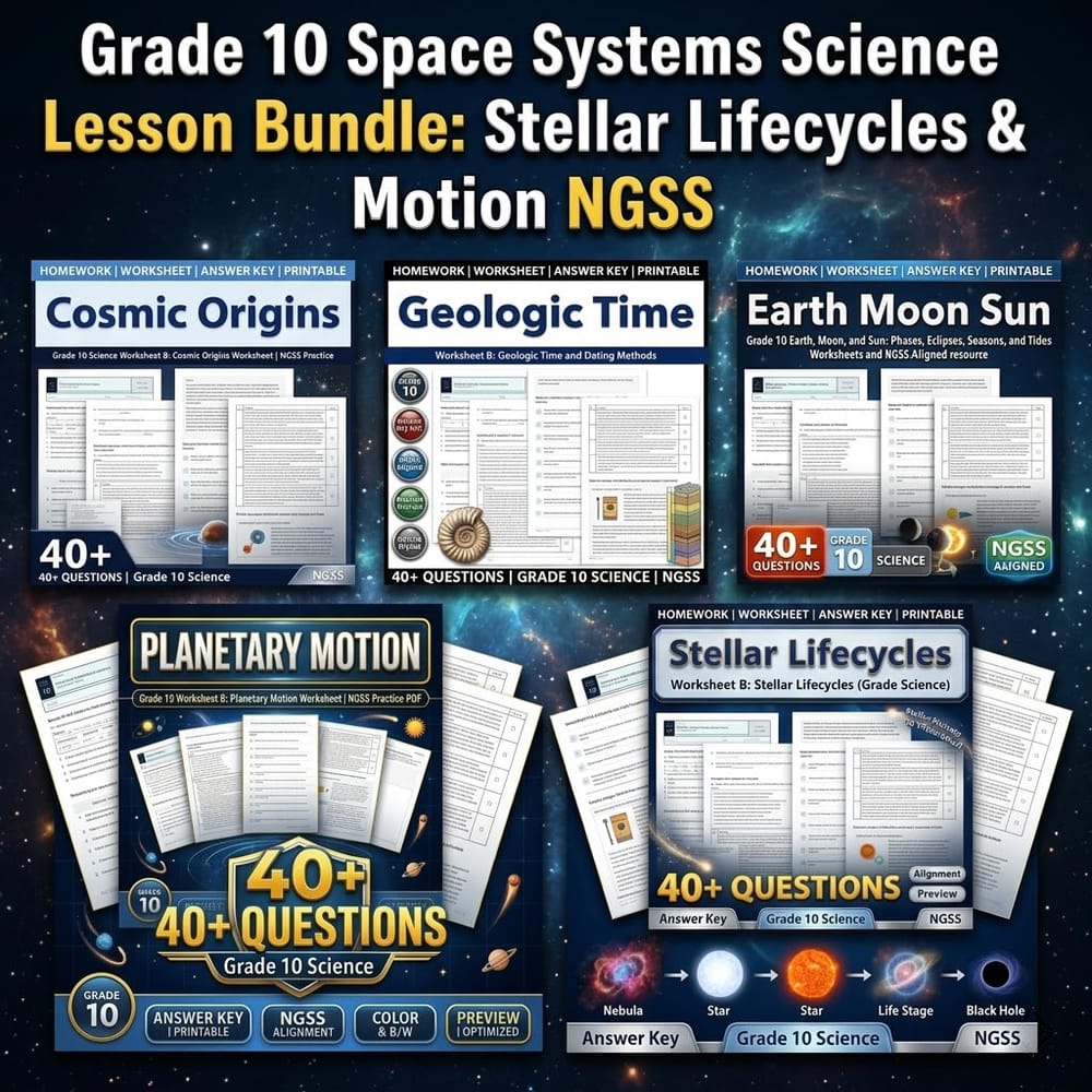 Grade 10 Space Systems Science Lesson Bundle: Stellar Lifecycles & Motion NGSS — bundle cover