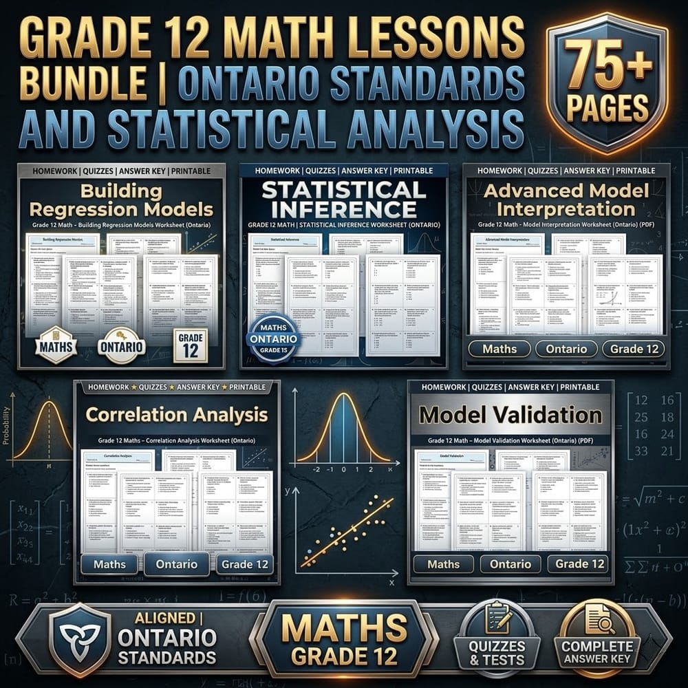 Grade 12 Math Lessons Bundle | Ontario Standards and Statistical Analysis — bundle cover