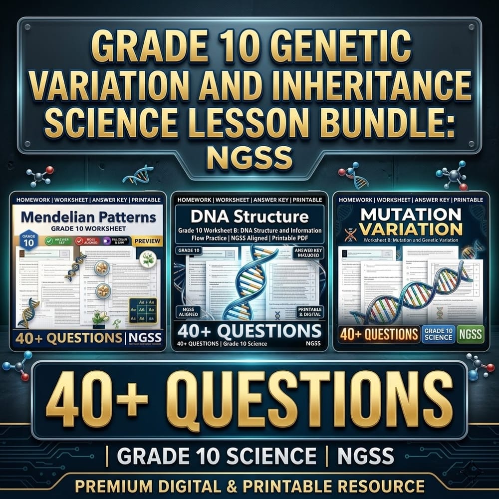 Grade 10 Genetic Variation and Inheritance Science Lesson Bundle: NGSS — bundle cover