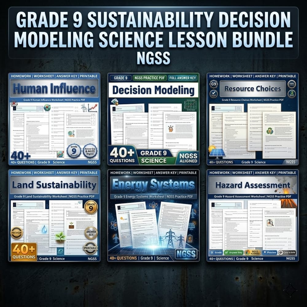 Grade 9 Sustainability Decision Modeling Science Lesson Bundle NGSS — bundle cover