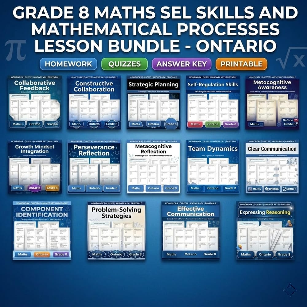 Grade 8 Maths SEL Skills and Mathematical Processes Lesson Bundle - Ontario — bundle cover