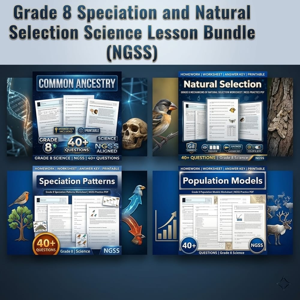 Grade 8 Speciation and Natural Selection Science Lesson Bundle (NGSS) — bundle cover