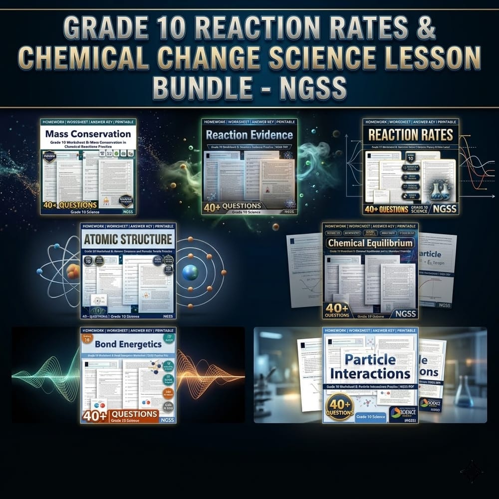 Grade 10 Reaction Rates & Chemical Change Science Lesson Bundle – NGSS — bundle cover