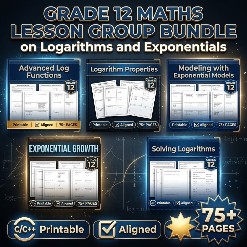 Grade 12 Maths Lesson Group Bundle on Logarithms and Exponentials — bundle cover