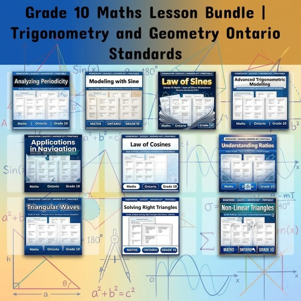 Grade 10 Maths Lesson Bundle | Trigonometry and Geometry Ontario Standards — bundle cover