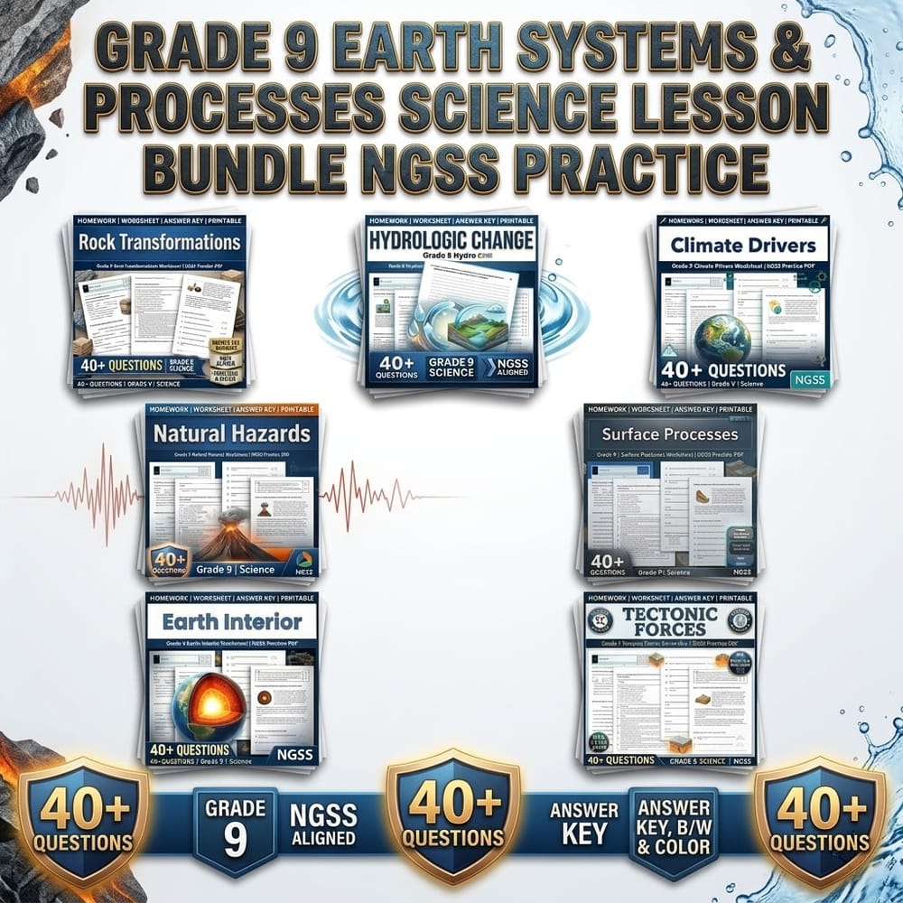 Grade 9 Earth Systems & Processes Science Lesson Bundle NGSS Practice — bundle cover