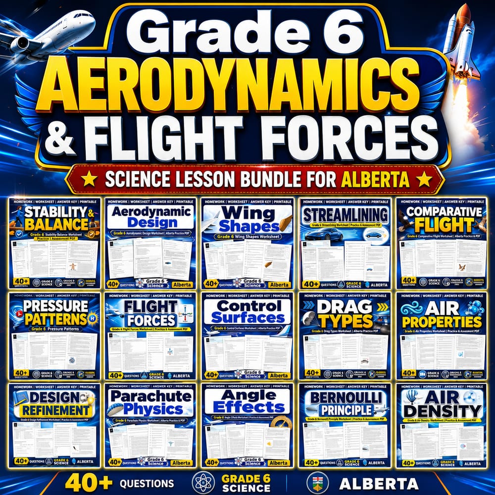 Grade 6 Air and Aerodynamics Science Lesson Bundle (Alberta Framework) — bundle cover