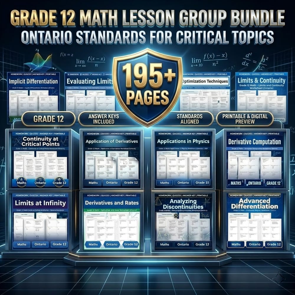 Grade 12 Math Lesson Group Bundle – Ontario Standards for Critical Topics — bundle cover