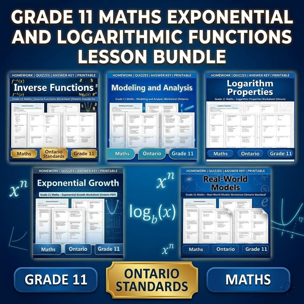 Grade 11 Maths Exponential and Logarithmic Functions Lesson Bundle — bundle cover