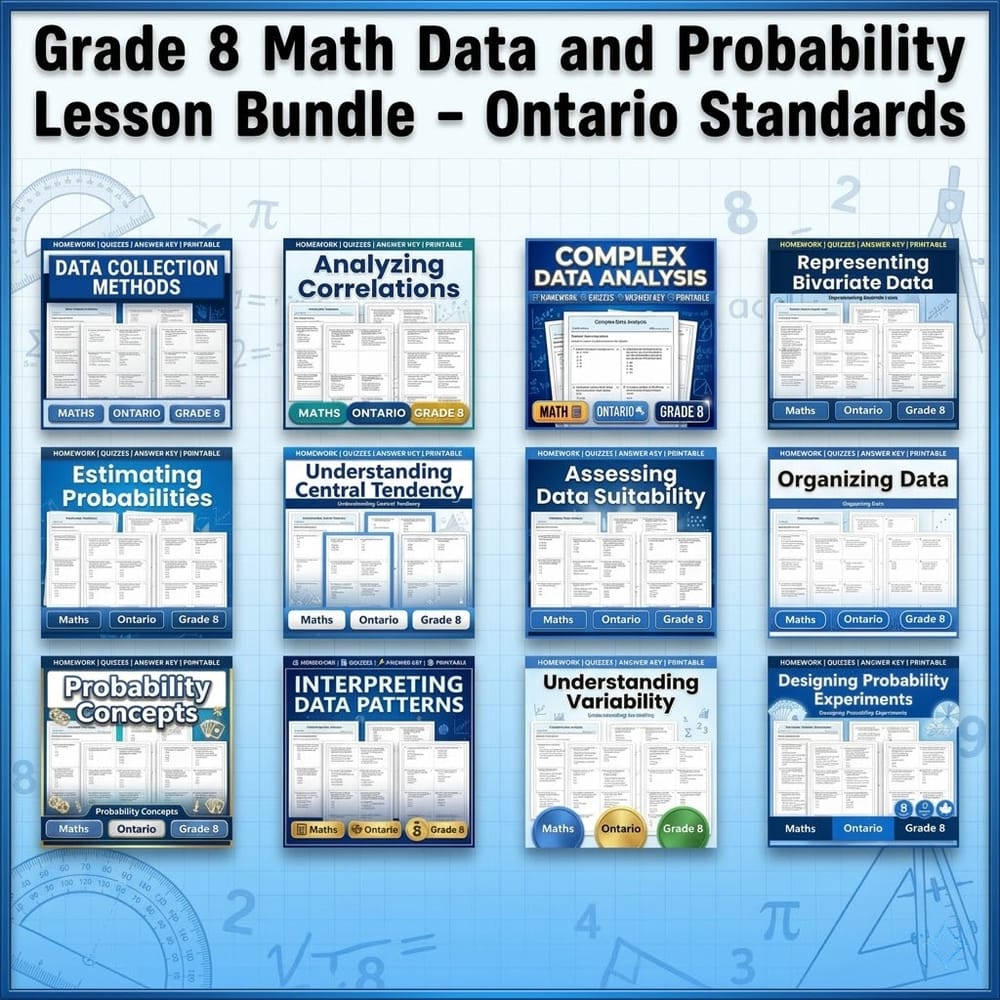 Grade 8 Math Data and Probability Lesson Bundle – Ontario Standards — bundle cover
