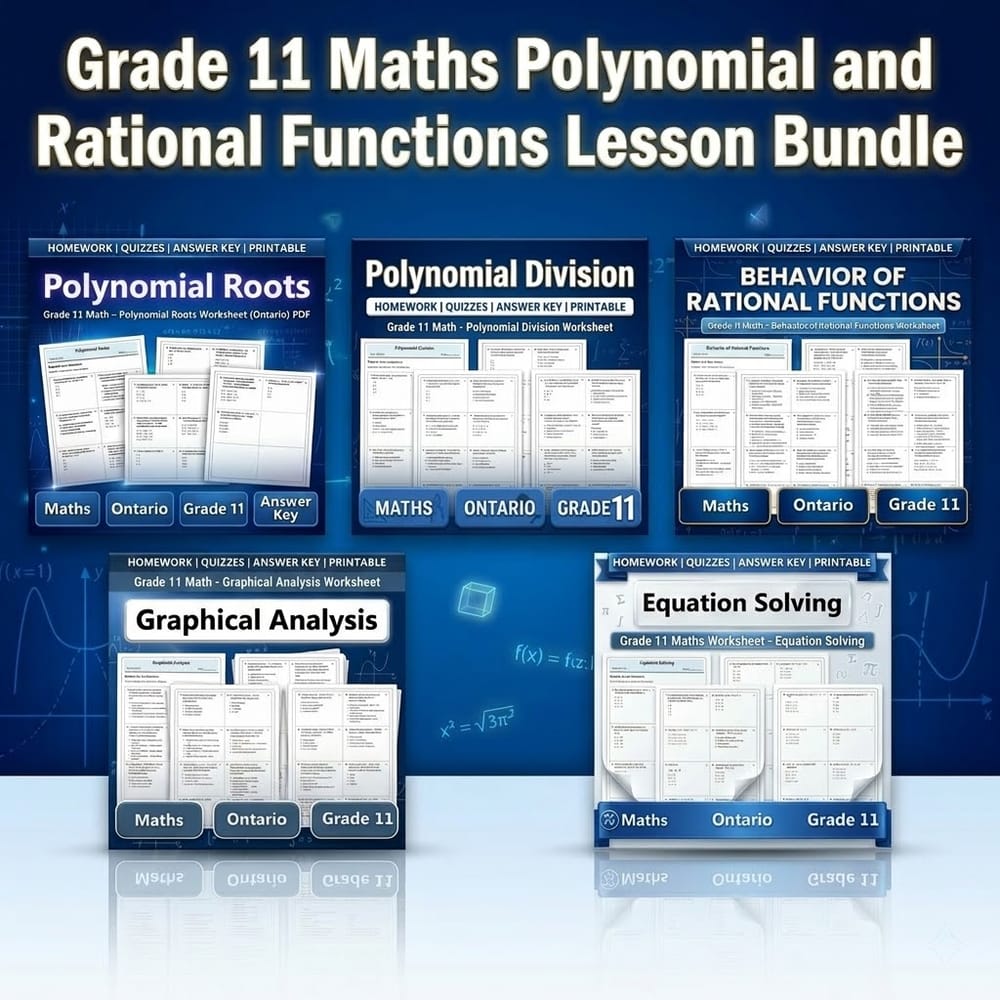 Grade 11 Maths Polynomial and Rational Functions Lesson Bundle — bundle cover