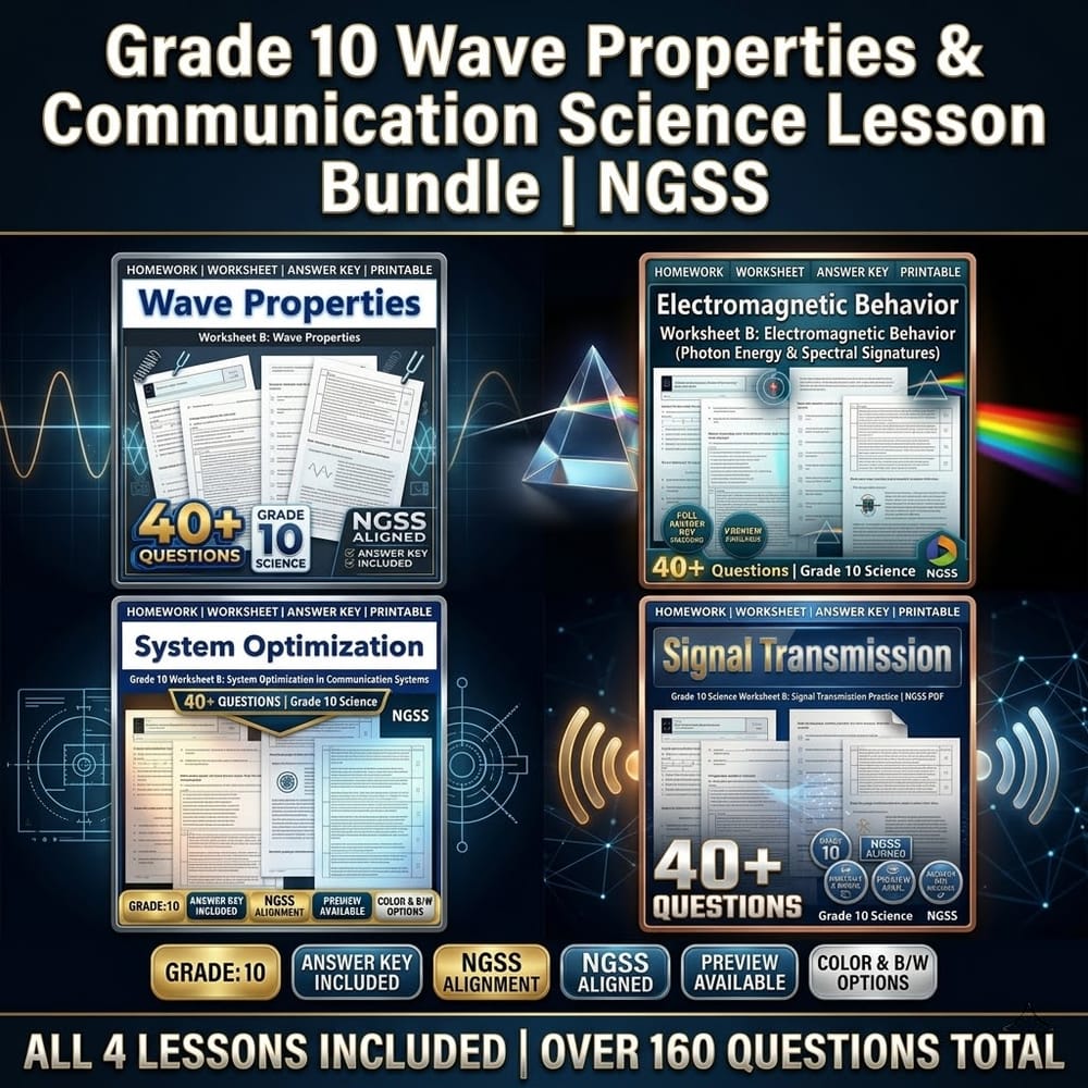 Grade 10 Wave Properties & Communication Science Lesson Bundle | NGSS — bundle cover