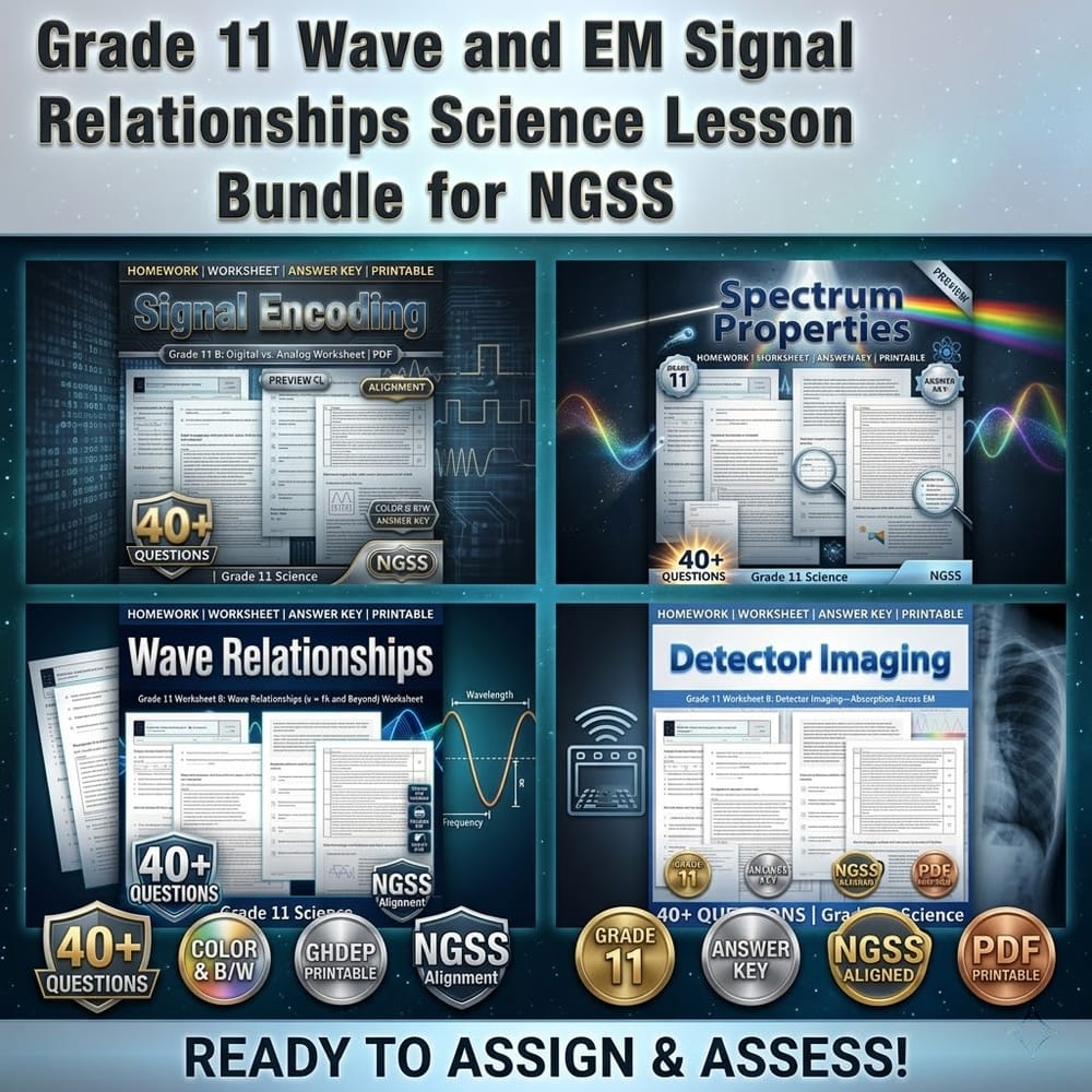 Grade 11 Wave and EM Signal Relationships Science Lesson Bundle for NGSS — bundle cover