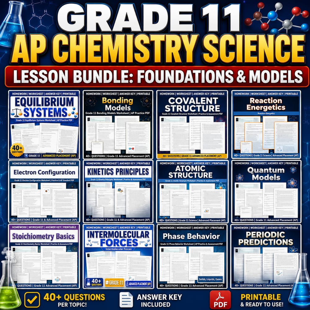 Grade 11 AP Chemistry Science Lesson Bundle: Foundations & Models — bundle cover