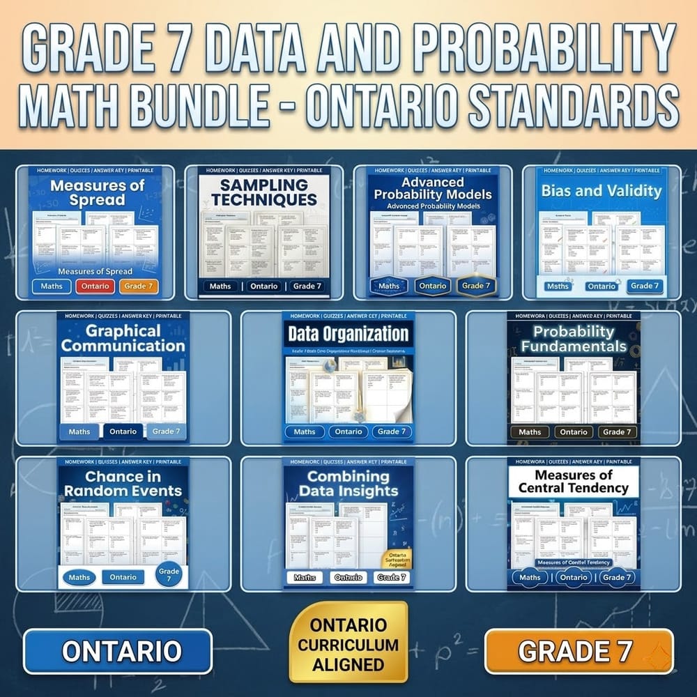 Grade 7 Data and Probability Math Bundle – Ontario Standards — bundle cover